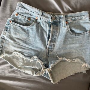 Levi's Light Blue Distressed Jean Shorts